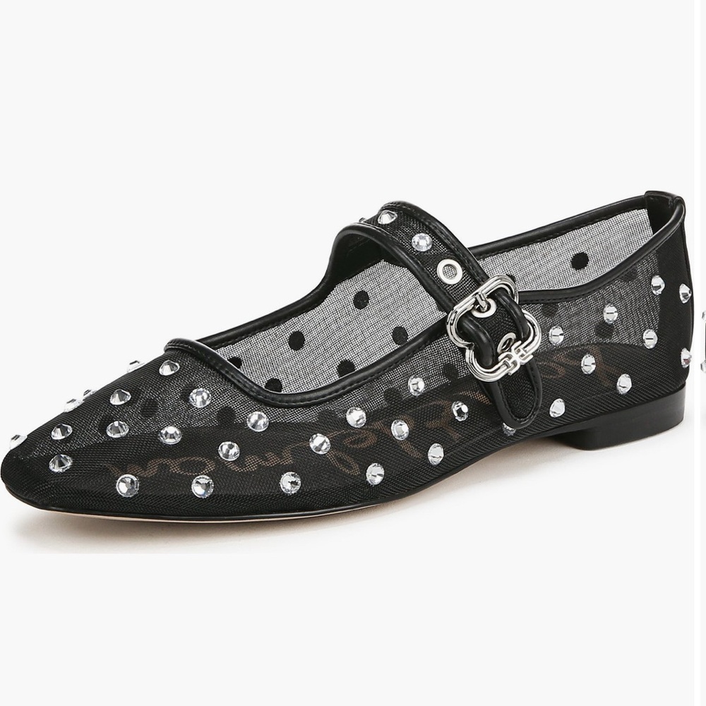 Sam Edelman Black Mesh Studded Flats